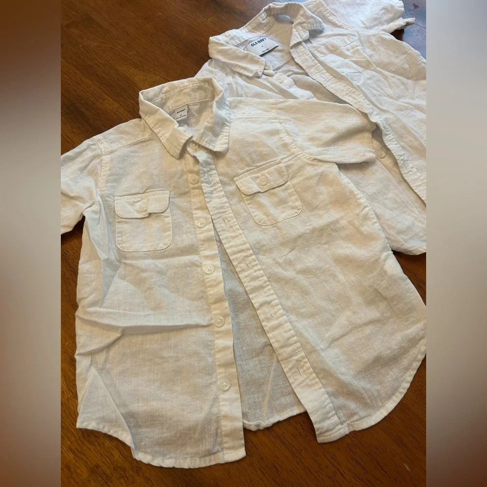 White Linen Blend Button Up Shirt Bundle | 4T Boys | 2-Pack | Old Navy